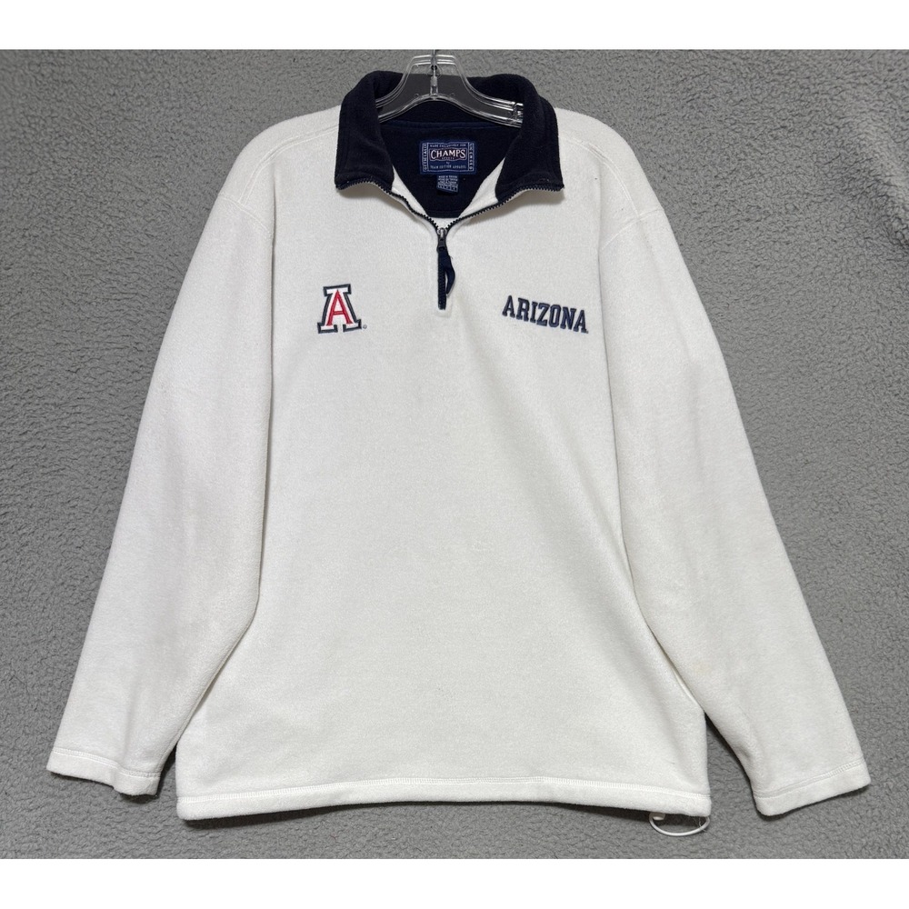 Vintage Champs Sports Arizona Wildcats 1/4 zip pullover sweater mens Large White